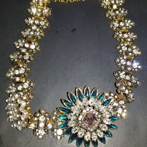NWT Crystal & Rhinestones Floral Bridal Statement Necklace